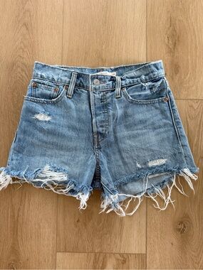 Levi's Light Blue Distressed Denim Cutoff Shorts